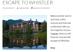 escape to whistler