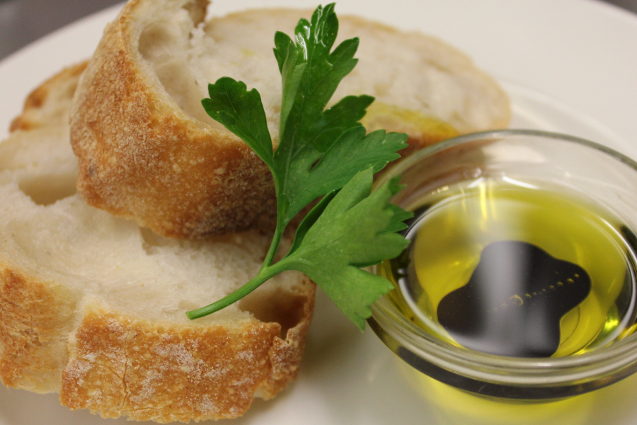 french baguette with balsamic reduction and olive oil
