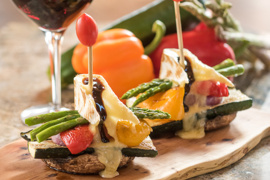 grilled veggie stack with melted brie